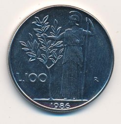 Италия 100 лир 1986 год - Минерва