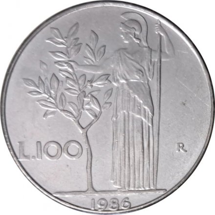 Италия 100 лир 1986 год - Минерва