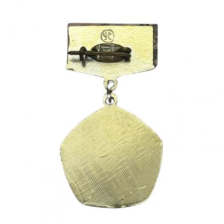 Значок с натуральным камнем СибАДИ. Сибирский государственный автомобильно-дорожный университет (розовый)