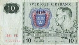 Швеция 10 крон 1981 год - Густав VI. Снежинки