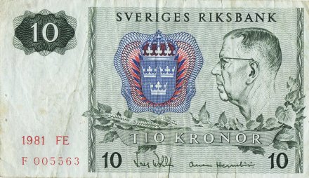Швеция 10 крон 1981 год - Густав VI. Снежинки