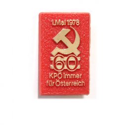 Значок 1 мая 1978 г. KPÖ всегда для Австрии  60 лет