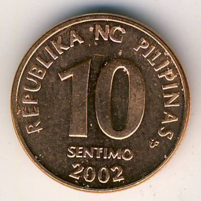 Филиппины 10 сентимо 2002 год
