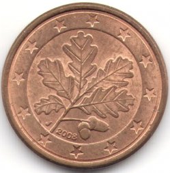 Германия 1 евроцент 2008 год (J)