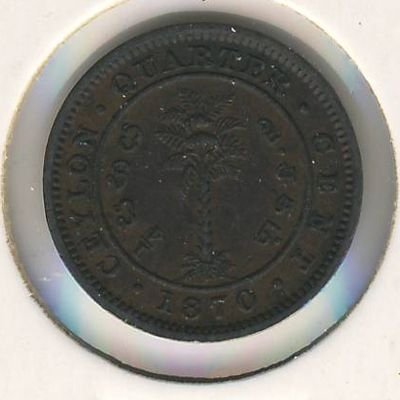 Цейлон 1/4 цента 1870 год