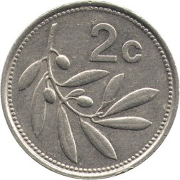 Мальта 2 цента 1993 год - Олива