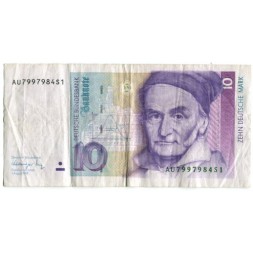 ФРГ 10 марок 1991 год - Карл Фридрих Гаусс. Секстант - VF-