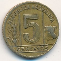 Аргентина 5 сентаво 1945 год