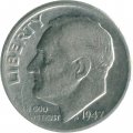 США 1 дайм (10 центов) 1947 год - Рузвельт (D)