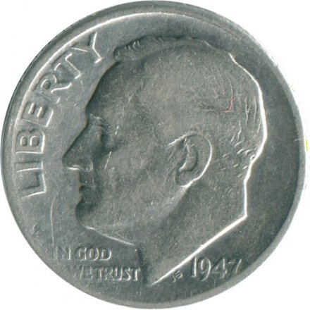США 1 дайм (10 центов) 1947 год - Рузвельт (D)