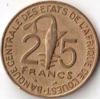 Западная Африка 25 франков 1996 год