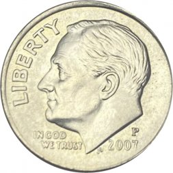 США 1 дайм (10 центов) 2007 год - Франклин Рузвельт (P)