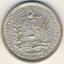 Монета Венесуэла 1 боливар 1960 год - Симон Боливар