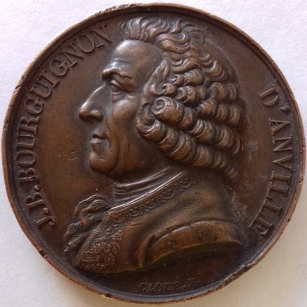 Медаль настольная Франция, Жан-Батист Бургиньон д&#039;Анвиль - картограф, географ, 1821 год