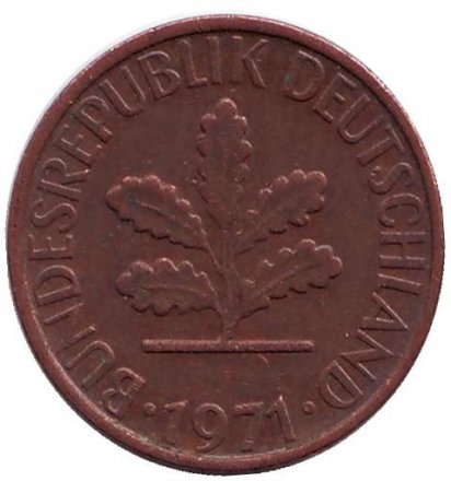 ФРГ 1 пфенниг 1971 год - G