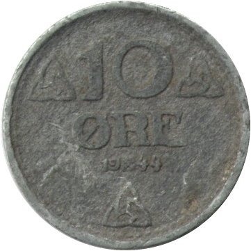 Норвегия 10 эре 1944 год
