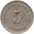 Германия 5 пфеннигов 1902 год (E)