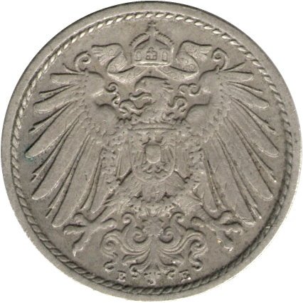Германия 5 пфеннигов 1902 год (E)