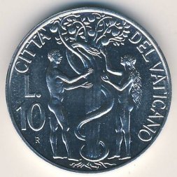 Ватикан 10 лир 1988 год