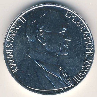 Ватикан 10 лир 1988 год