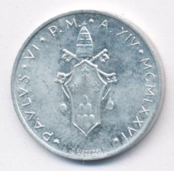 Ватикан 5 лир 1976 год