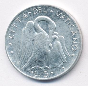 Ватикан 5 лир 1976 год