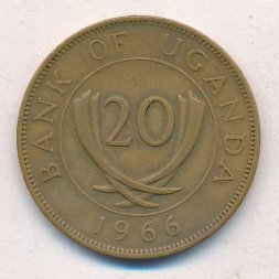 Уганда 20 центов 1966 год