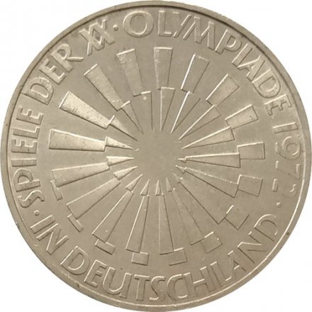 ФРГ 10 марок 1972 год - XX летние Олимпийские Игры, Мюнхен 1972 - Эмблема &quot;In Deutschland&quot; (G)