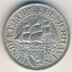 Веймарская республика 3 рейхсмарки 1927 год