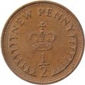Великобритания 1/2 нового пенни 1971 год