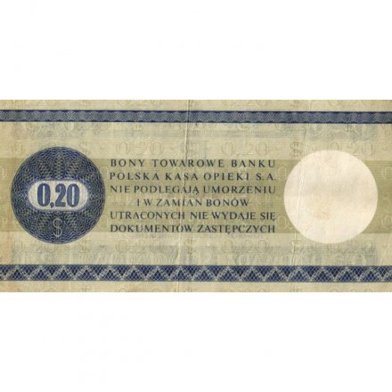 Валютный чек Польша 20 центов 1979 год - VF