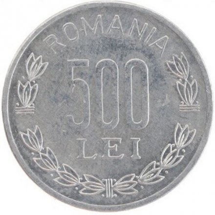 Румыния 500 леев 2000 год - Монетное отношение аверс/реверс (180°)