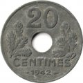Франция 20 сантимов 1942 год