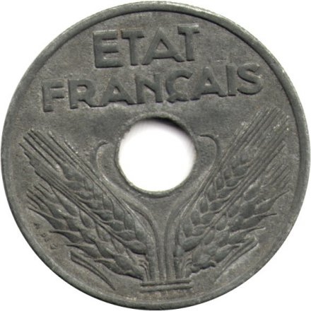 Франция 20 сантимов 1942 год