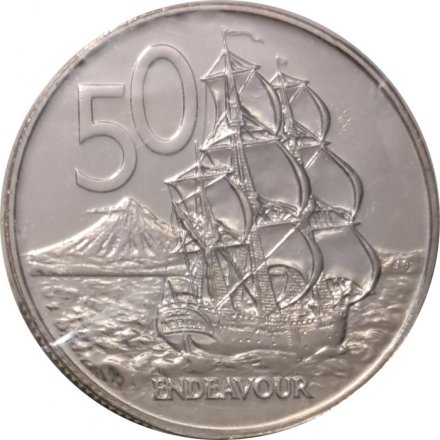 Новая Зеландия 50 центов 1979 год - Парусник &quot;ENDEAVOUR&quot;