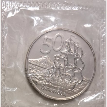 Новая Зеландия 50 центов 1979 год - Парусник &quot;ENDEAVOUR&quot;