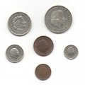 Набор из 6 монет Нидерланды 1966-1980 год - Королева Юлиана