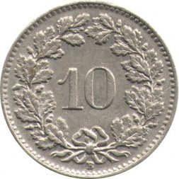 Швейцария 10 раппенов 1955 год