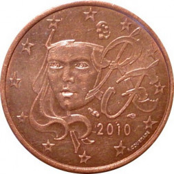 Франция 2 евроцента 2010 год