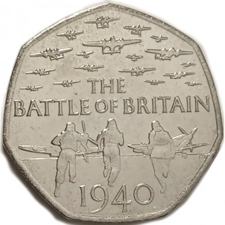 Великобритания 50 пенсов 2015 год - 75 лет Битве за Британию (JC) - UNC