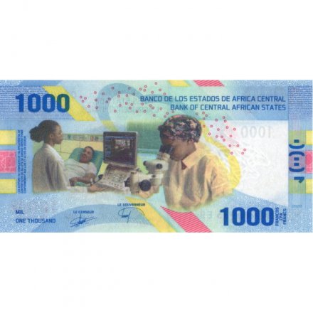 Центрально-Африканская Республика 1000 франков 2020 (2022) год - Пациент, медсестра с монитором, медико-технический лаборант с микроскопом UNC