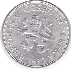 Чехословакия 5 крон 1929 год