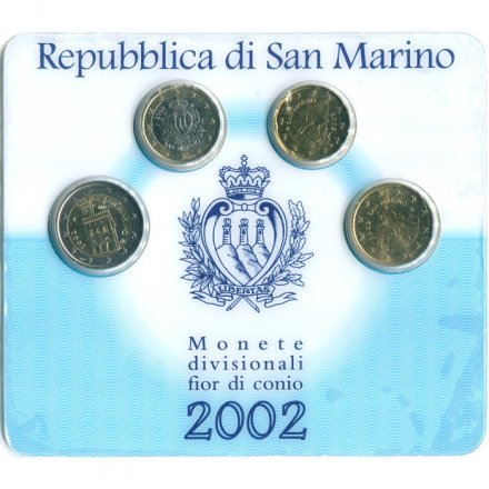 Набор из 4 евромонет Сан-Марино 2002 год (в буклете)