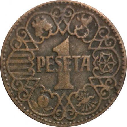 Испания 1 песета 1944 год - Франсиско Франко