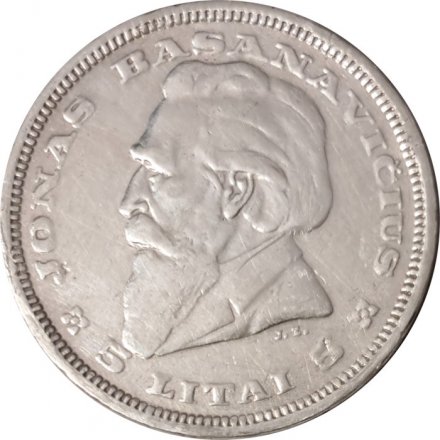 Литва 5 лит 1936 год - Йонас Басанавичюс
