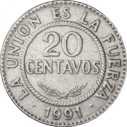 Боливия 20 сентаво 1991 год