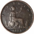 Великобритания 1 фартинг 1868 год