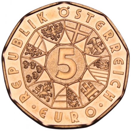 Австрия 5 евро 2017 год - 150 лет Дунайскому вальсу