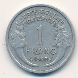 Франция 1 франк 1949 год (без отметки МД)