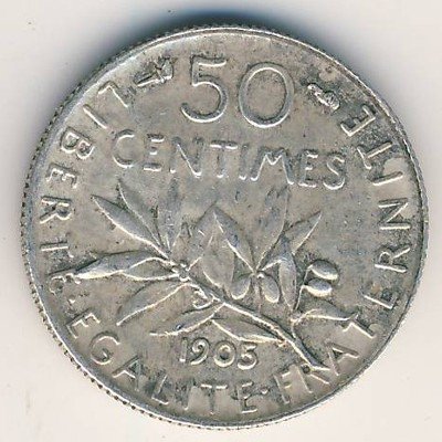 Франция 50 сантимов 1905 год